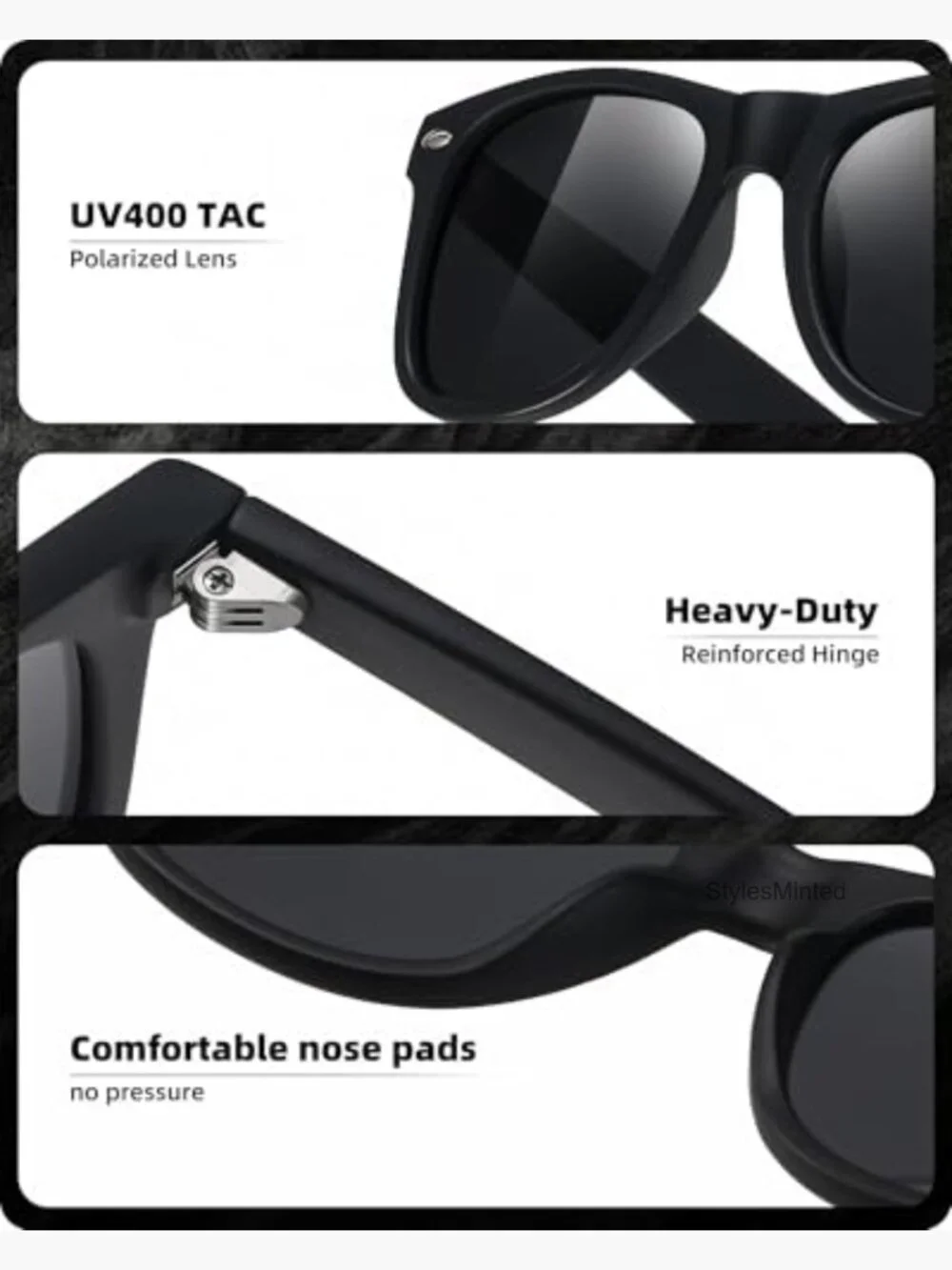 3 Pack Polarized Sunglasses Set Retro Round Aviator Rectangle UV400